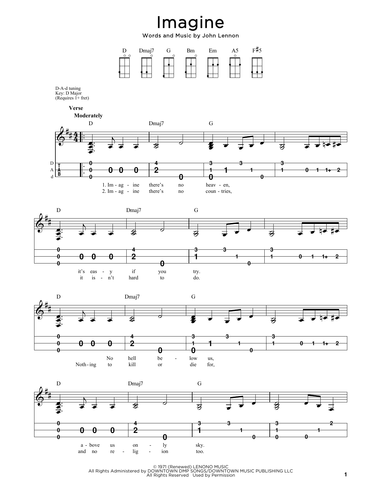 Download John Lennon Imagine (arr. Steven B. Eulberg) Sheet Music and learn how to play Dulcimer PDF digital score in minutes