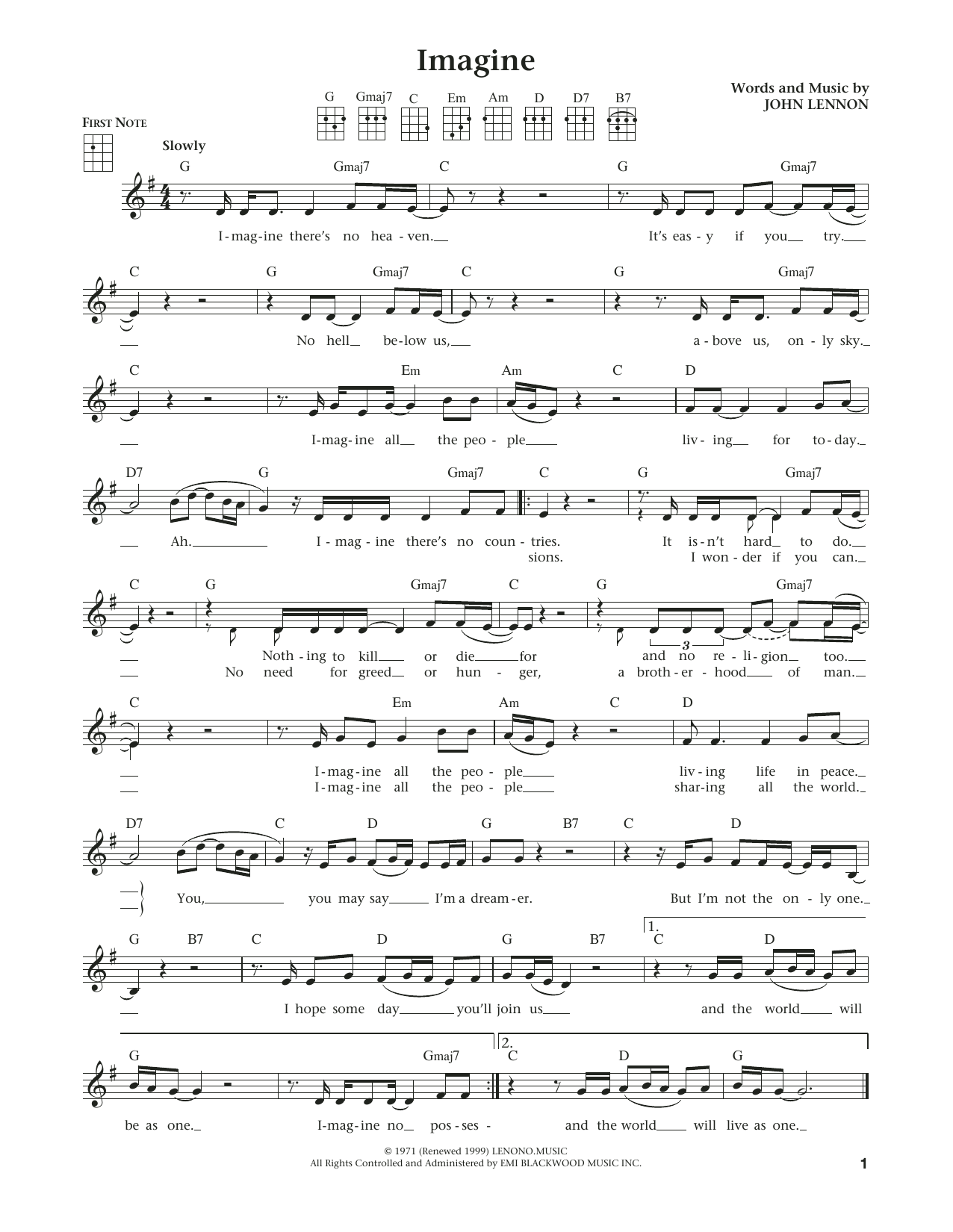 Download John Lennon Imagine Sheet Music and learn how to play Ukulele PDF digital score in minutes