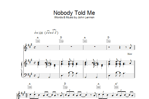 Download John Lennon Nobody Told Me Sheet Music and learn how to play Melody Line, Lyrics & Chords PDF digital score in minutes