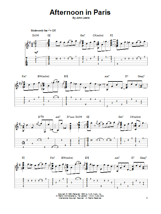 Download Jake Reichbart Afternoon In Paris Sheet Music and learn how to play Guitar Tab PDF digital score in minutes