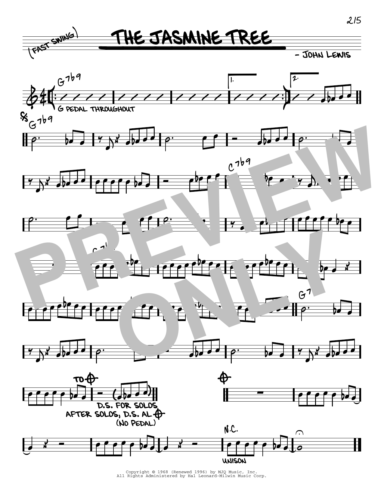 Download John Lewis The Jasmine Tree Sheet Music and learn how to play Real Book – Melody & Chords PDF digital score in minutes