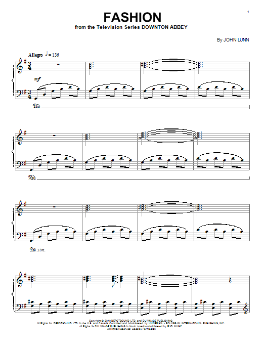 Download John Lunn Fashion Sheet Music and learn how to play Piano PDF digital score in minutes