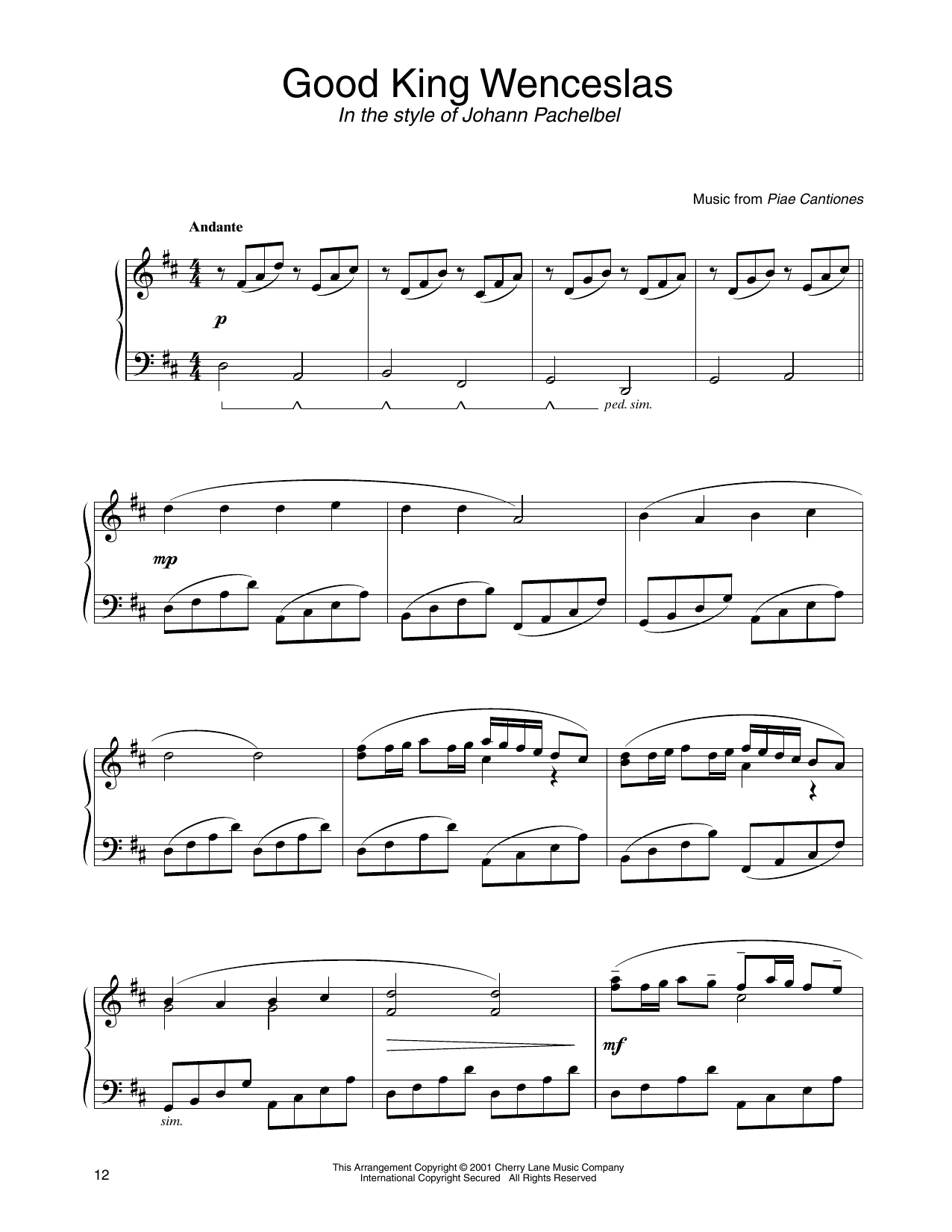 Download John M. Neale Good King Wenceslas (in the style of Johann Pachelbel) (arr. Carol Klose) Sheet Music and learn how to play Piano Solo PDF digital score in minutes