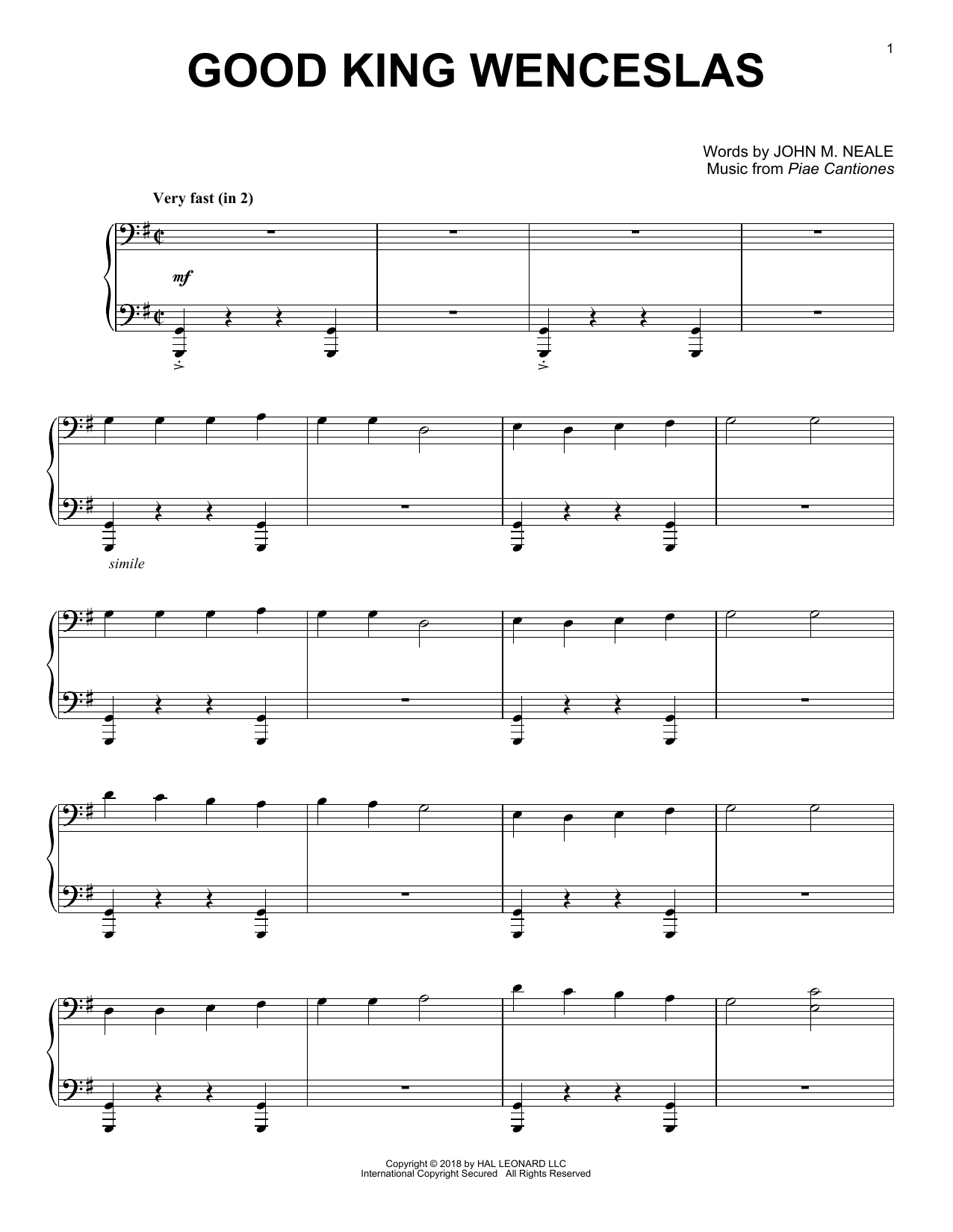 Download John M. Neale Good King Wenceslas [Jazz version] Sheet Music and learn how to play Piano Solo PDF digital score in minutes