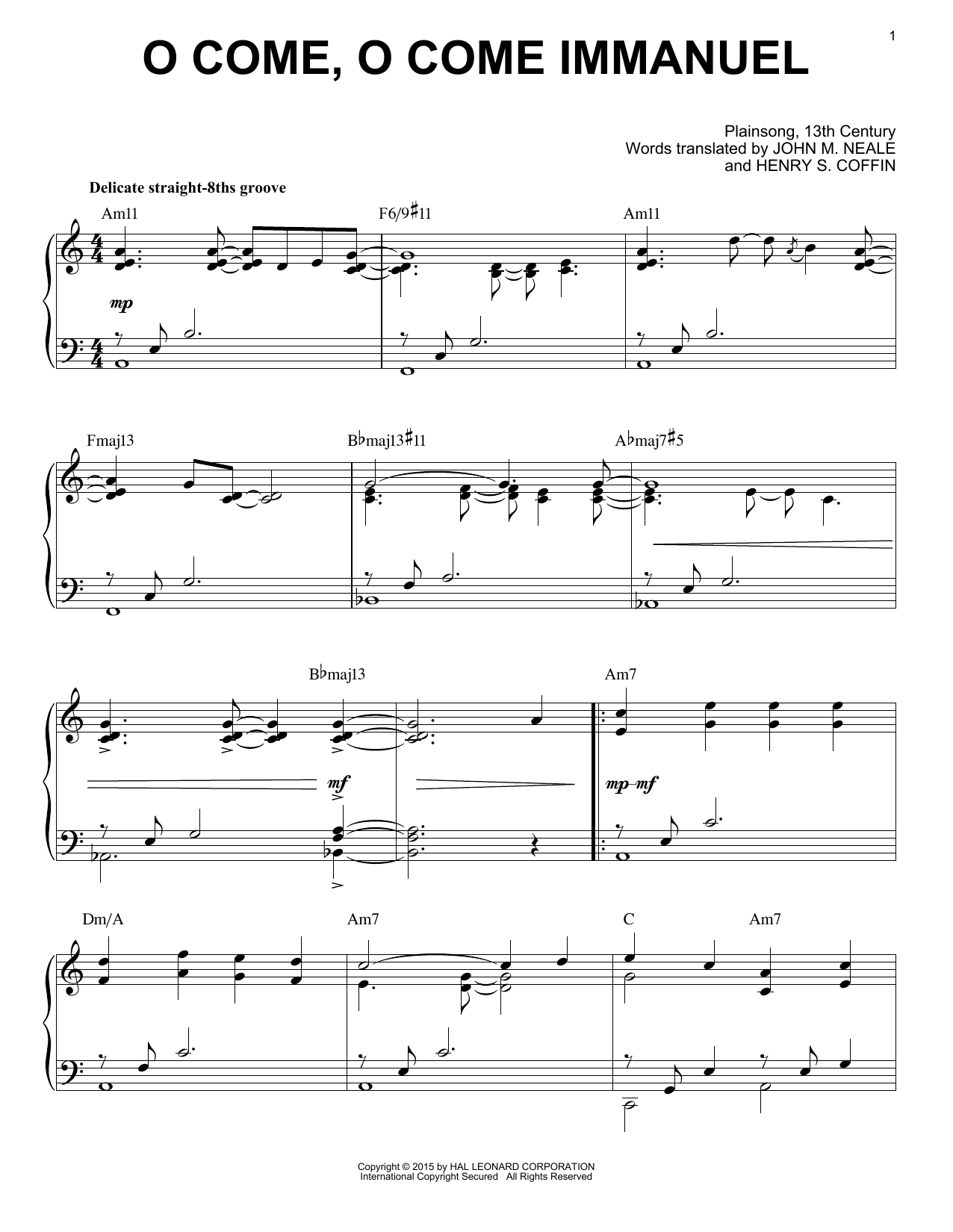 Download Traditional Carol O Come, O Come Immanuel Sheet Music and learn how to play Piano PDF digital score in minutes