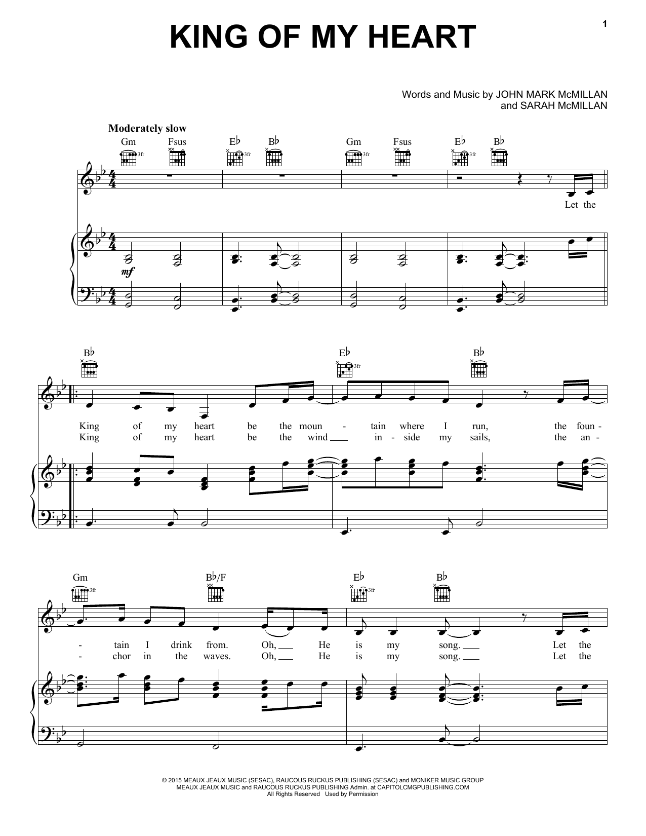 Download John Mark McMillan King Of My Heart Sheet Music and learn how to play Easy Piano PDF digital score in minutes