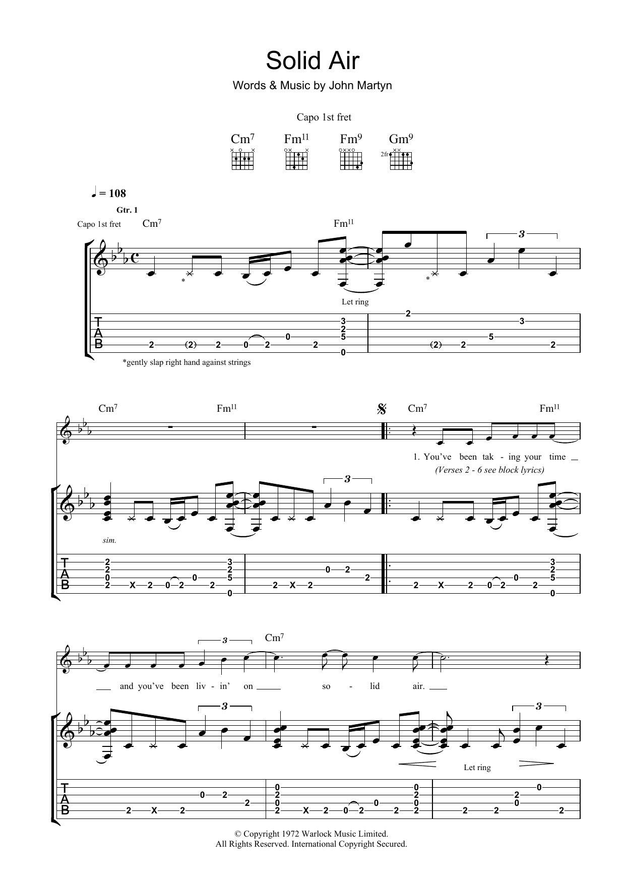 Download John Martyn Solid Air Sheet Music and learn how to play Ukulele PDF digital score in minutes