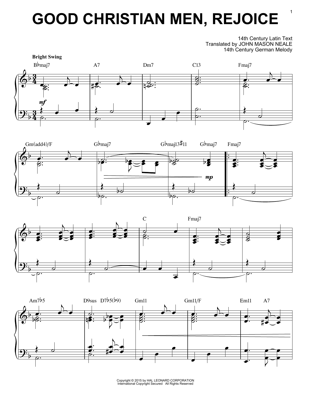 Download Christmas Carol Good Christian Men, Rejoice Sheet Music and learn how to play Piano PDF digital score in minutes