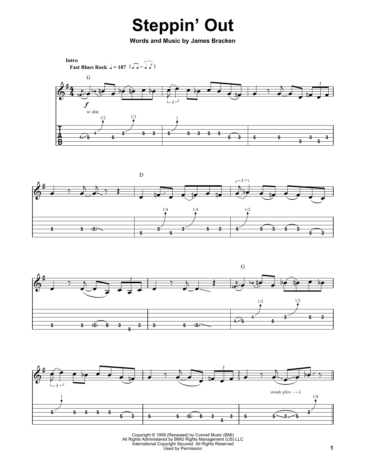 Download John Mayall's Bluesbreakers Steppin' Out Sheet Music and learn how to play Guitar Tab PDF digital score in minutes