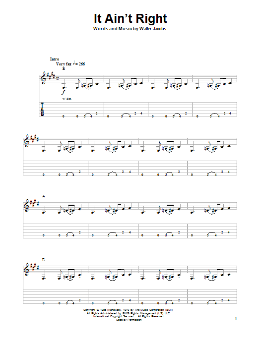 Download John Mayall's Bluesbreakers It Ain't Right Sheet Music and learn how to play Guitar Tab PDF digital score in minutes