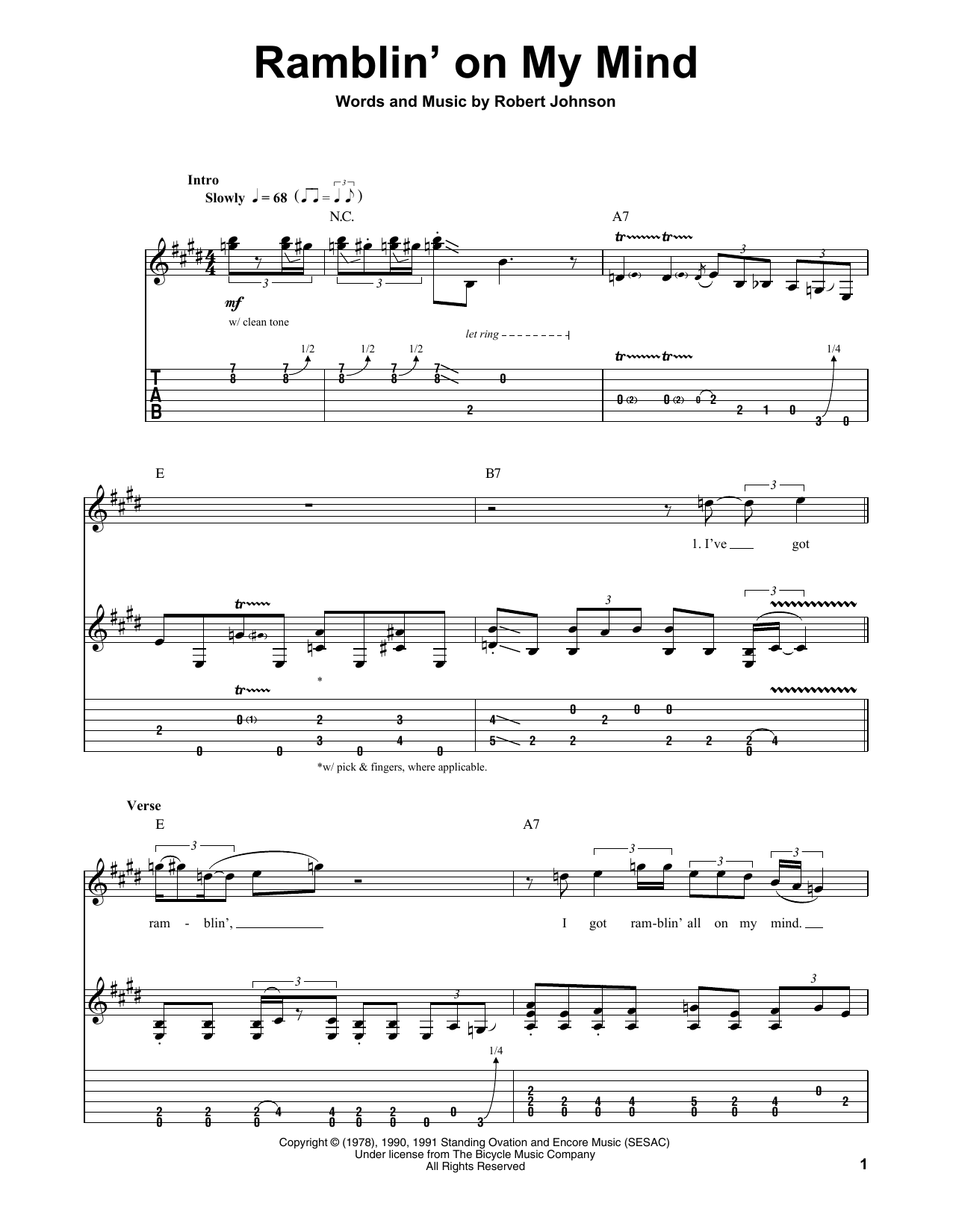 Download John Mayall's Bluesbreakers Ramblin' On My Mind Sheet Music and learn how to play Guitar Tab PDF digital score in minutes