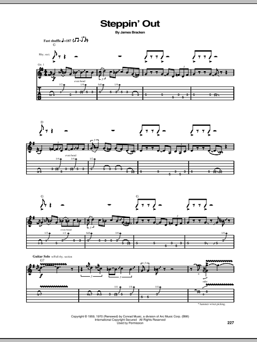 Download John Mayall's Bluesbreakers Steppin' Out Sheet Music and learn how to play Guitar Tab PDF digital score in minutes