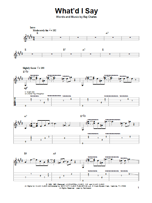 Download John Mayall's Bluesbreakers What'd I Say Sheet Music and learn how to play Guitar Tab PDF digital score in minutes