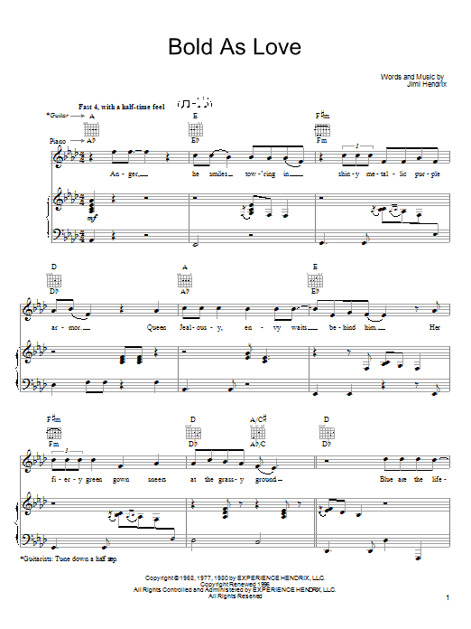 Download John Mayer Bold As Love Sheet Music and learn how to play Guitar Tab PDF digital score in minutes