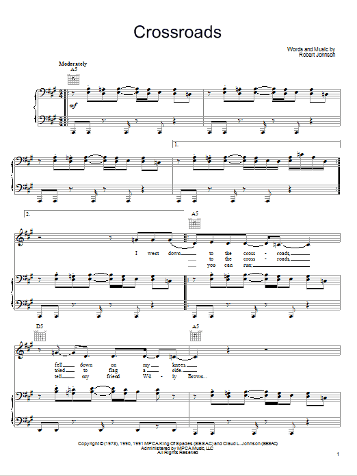 Download John Mayer Cross Road Blues (Crossroads) Sheet Music and learn how to play Easy Guitar PDF digital score in minutes