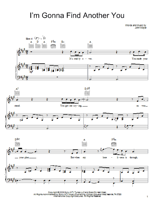 Download John Mayer I'm Gonna Find Another You Sheet Music and learn how to play Guitar Tab PDF digital score in minutes