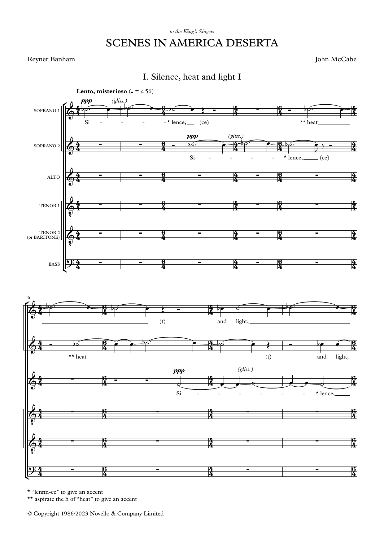 Download John McCabe Scenes in America Deserta (SSATTB version) Sheet Music and learn how to play Choir PDF digital score in minutes