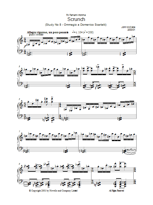 Download John McCabe Scrunch (Study No 8 - Ommagio A Domenico Scarlatti) Sheet Music and learn how to play Piano PDF digital score in minutes