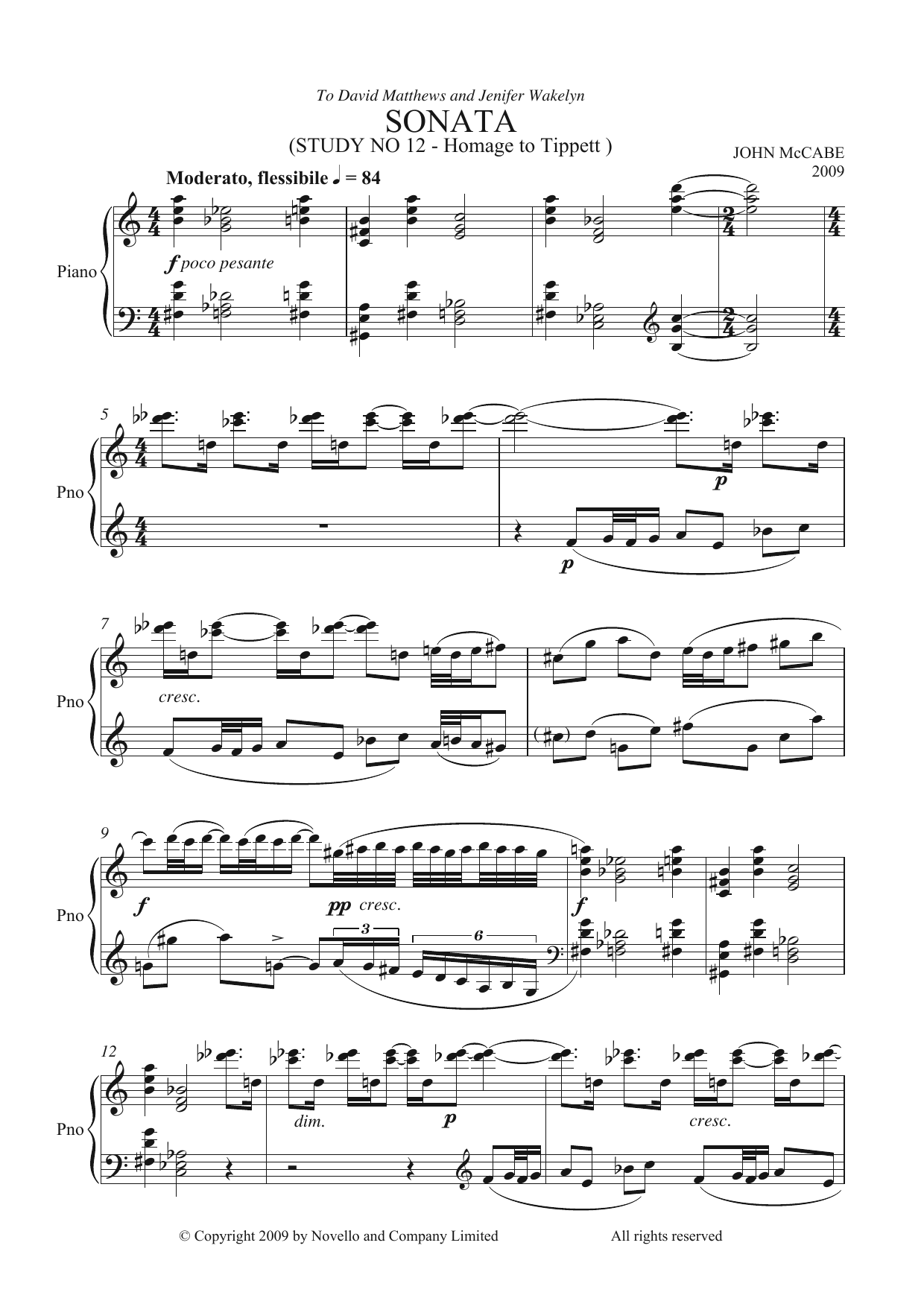 Download John McCabe Sonata (Study No. 12) Sheet Music and learn how to play Piano PDF digital score in minutes
