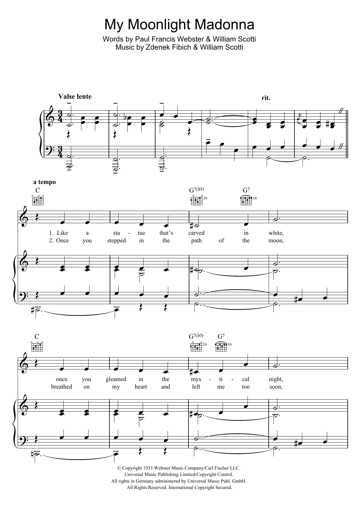 Download John McCormack My Moonlight Madonna Sheet Music and learn how to play Piano, Vocal & Guitar (Right-Hand Melody) PDF digital score in minutes