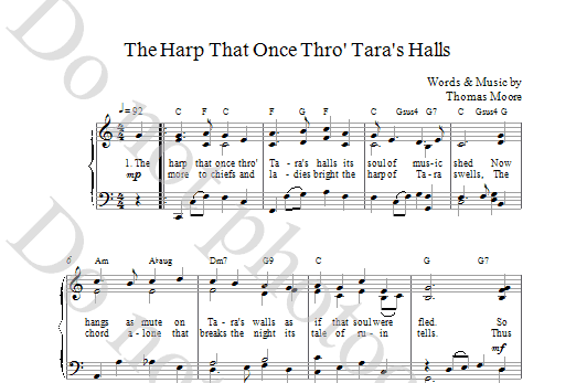 Download Thomas Moore The Harp That Once Thro Tara's Halls Sheet Music and learn how to play Piano, Vocal & Guitar (Right-Hand Melody) PDF digital score in minutes