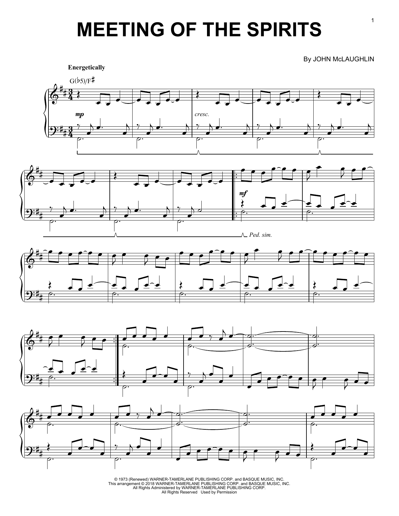 Download John McLaughlin Meeting Of The Spirits Sheet Music and learn how to play Piano Solo PDF digital score in minutes