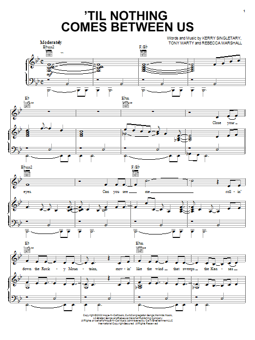 Download John Michael Montgomery 'Til Nothing Comes Between Us Sheet Music and learn how to play Piano, Vocal & Guitar (Right-Hand Melody) PDF digital score in minutes
