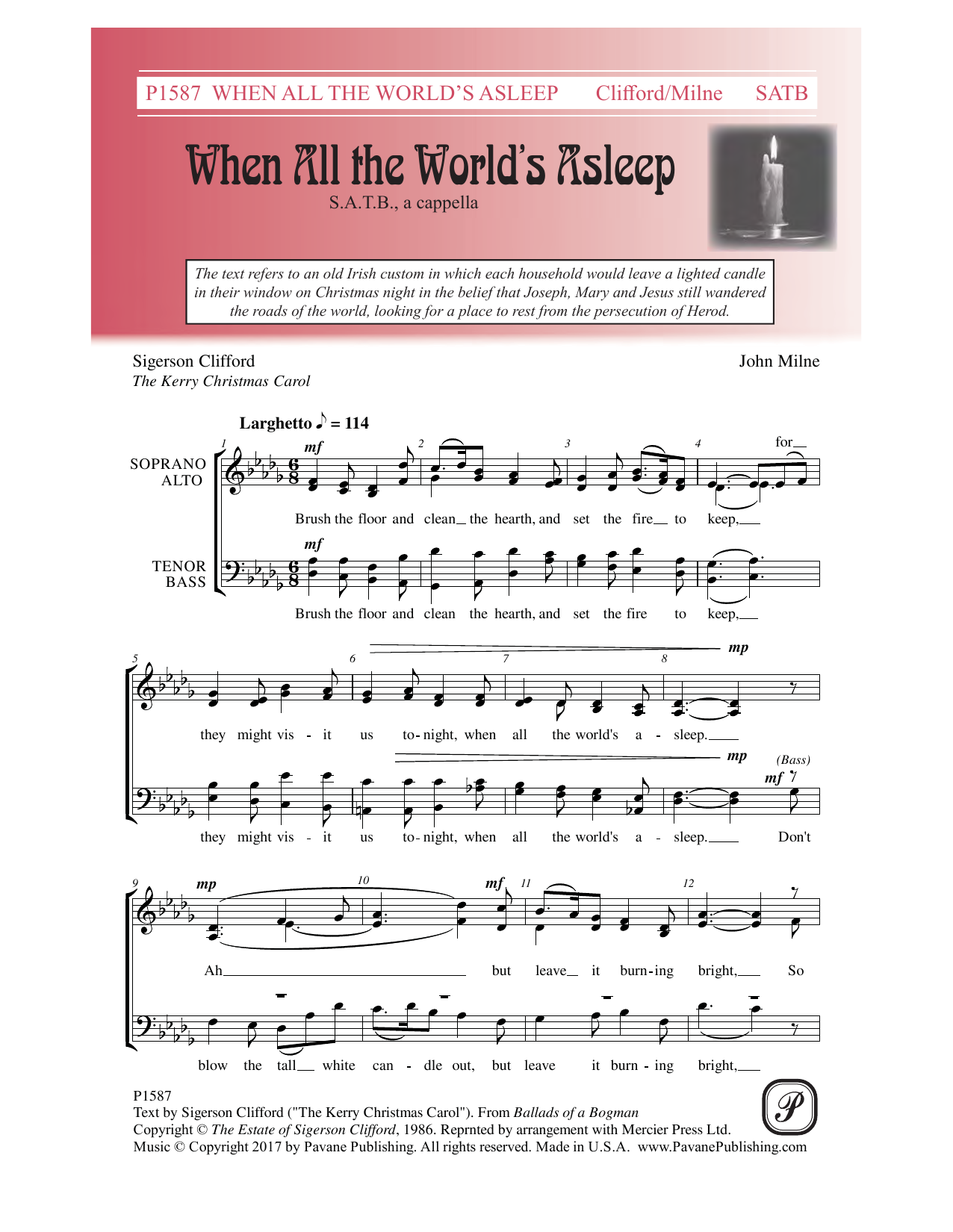 Download John Milne When All the World's Asleep Sheet Music and learn how to play SATB Choir PDF digital score in minutes