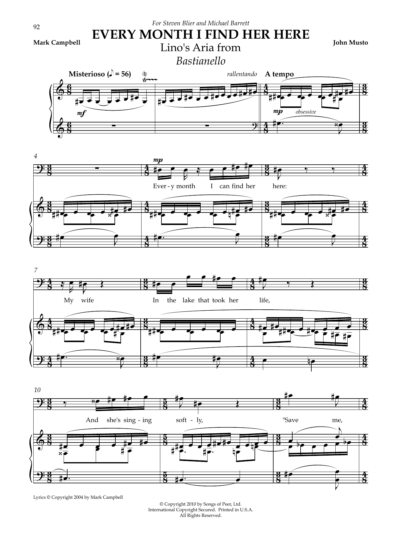 Download John Musto Every Month I Find Her Here Sheet Music and learn how to play Piano & Vocal PDF digital score in minutes