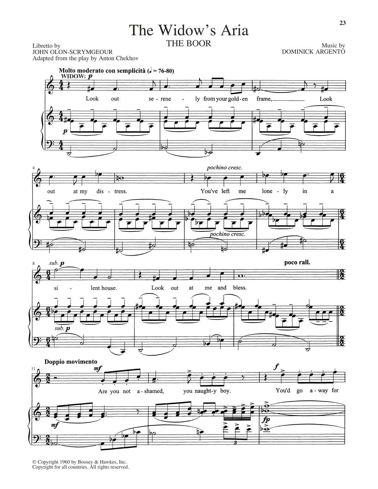 Download John Olon-Scrymgeour The Widow's Aria Sheet Music and learn how to play Piano & Vocal PDF digital score in minutes