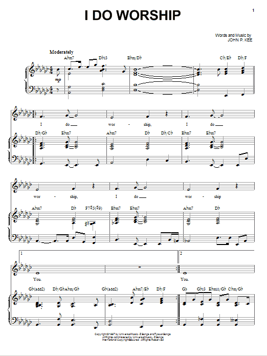Download John P. Kee I Do Worship Sheet Music and learn how to play Piano, Vocal & Guitar (Right-Hand Melody) PDF digital score in minutes