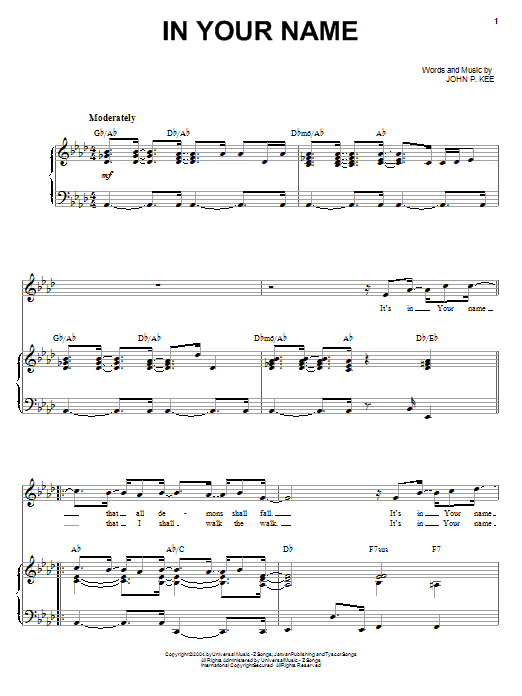 Download John P. Kee In Your Name Sheet Music and learn how to play Piano, Vocal & Guitar (Right-Hand Melody) PDF digital score in minutes