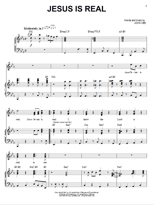 Download John P. Kee Jesus Is Real Sheet Music and learn how to play Piano, Vocal & Guitar (Right-Hand Melody) PDF digital score in minutes