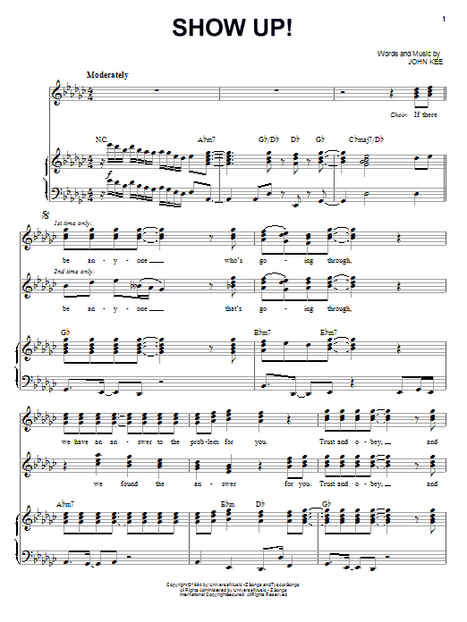 Download John P. Kee Show Up! Sheet Music and learn how to play Piano, Vocal & Guitar (Right-Hand Melody) PDF digital score in minutes