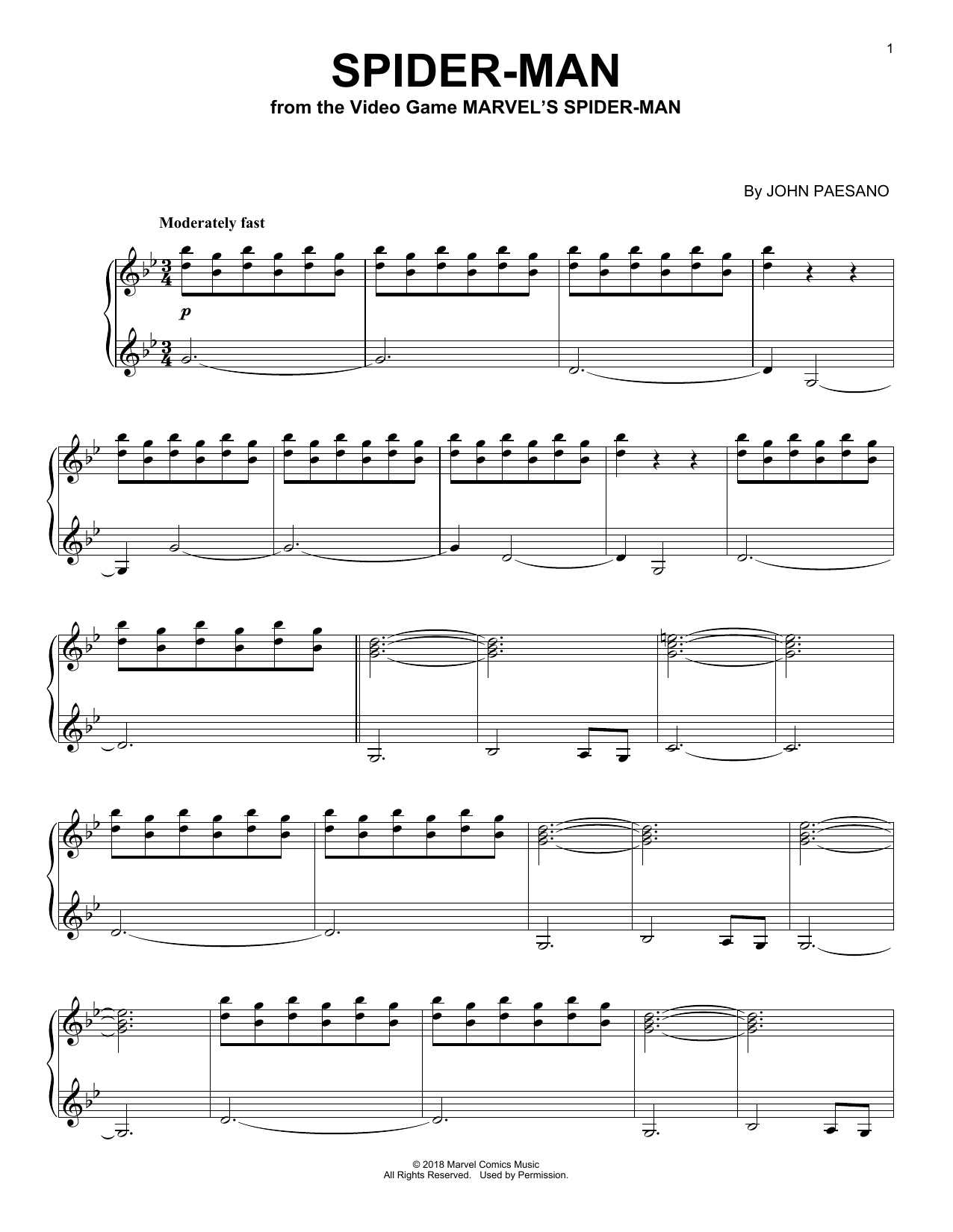 Download John Paesano Spider-Man Sheet Music and learn how to play Piano Solo PDF digital score in minutes