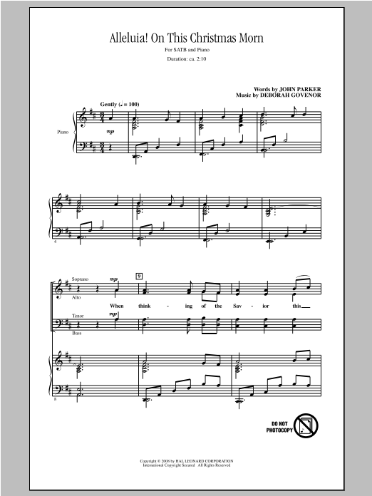 Download John Parker Alleluia! On This Christmas Morn Sheet Music and learn how to play SATB PDF digital score in minutes