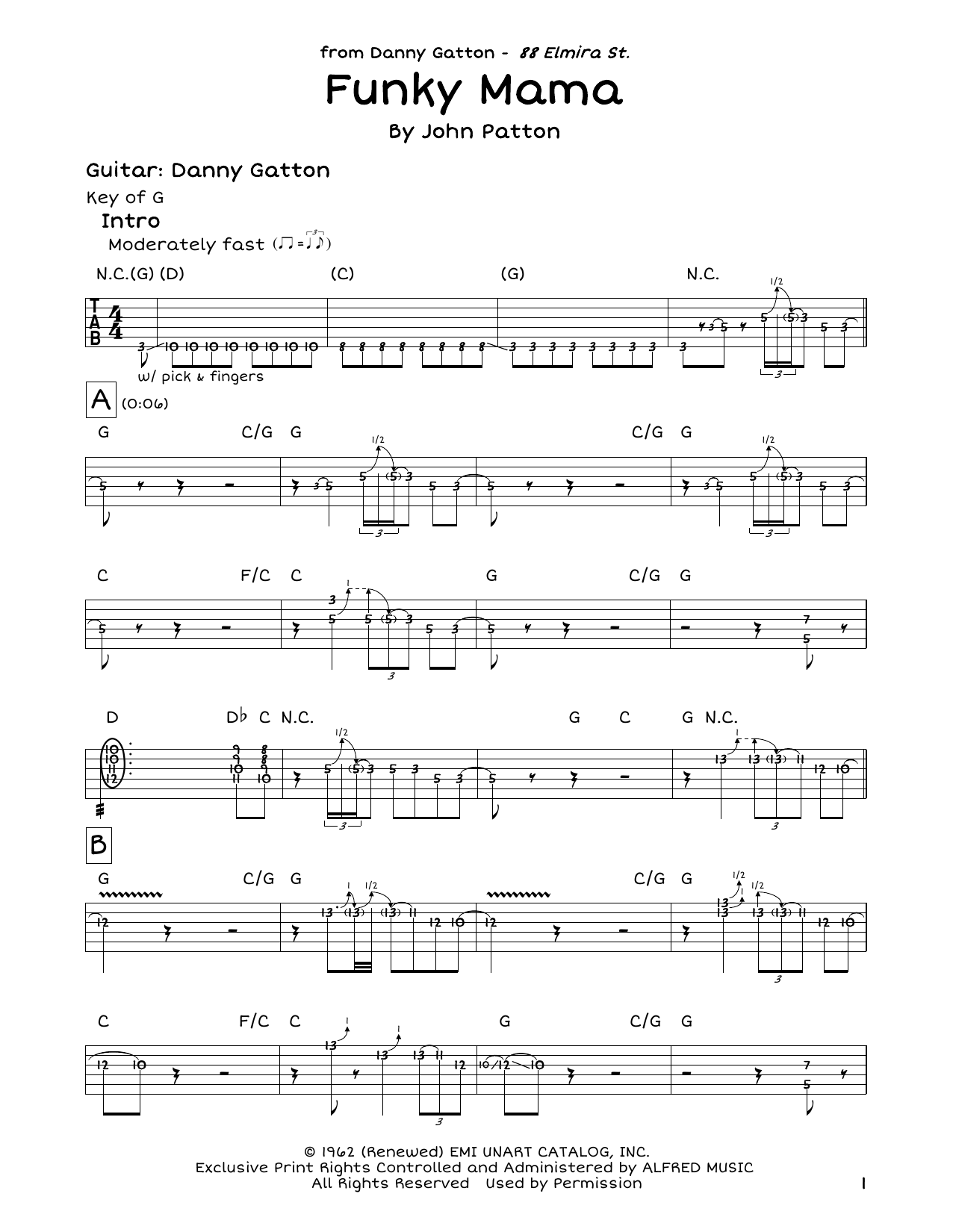 Download John Patton Funky Mama Sheet Music and learn how to play Guitar Tab PDF digital score in minutes