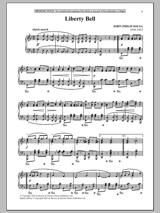 Download John Philip Sousa Liberty Bell Sheet Music and learn how to play Piano PDF digital score in minutes