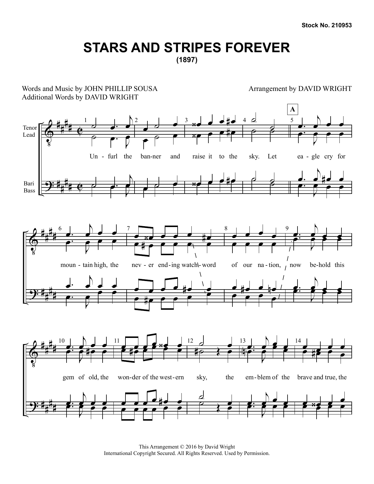 Download John Philip Sousa The Stars and Stripes Forever (arr. David Wright) Sheet Music and learn how to play TTBB Choir PDF digital score in minutes