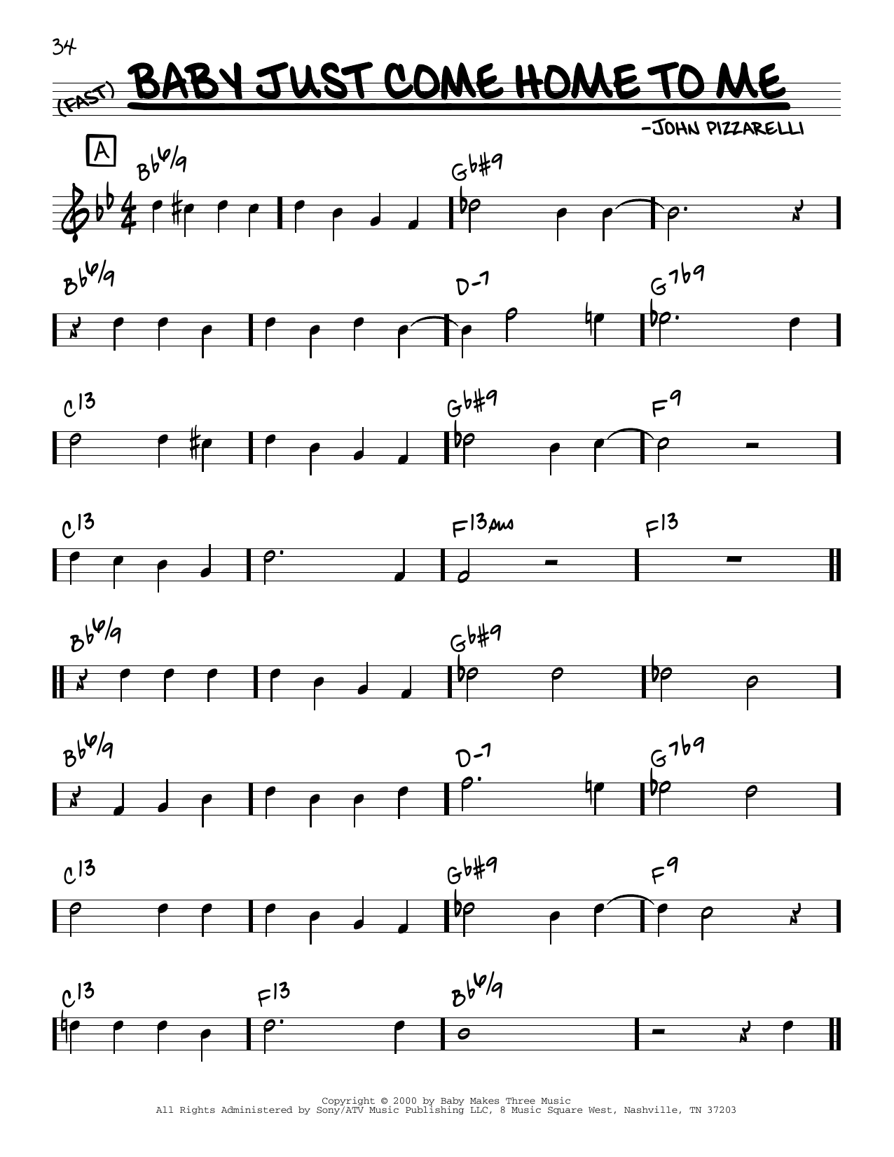 Download John Pizzarelli Baby Just Come Home To Me Sheet Music and learn how to play Real Book – Melody & Chords PDF digital score in minutes