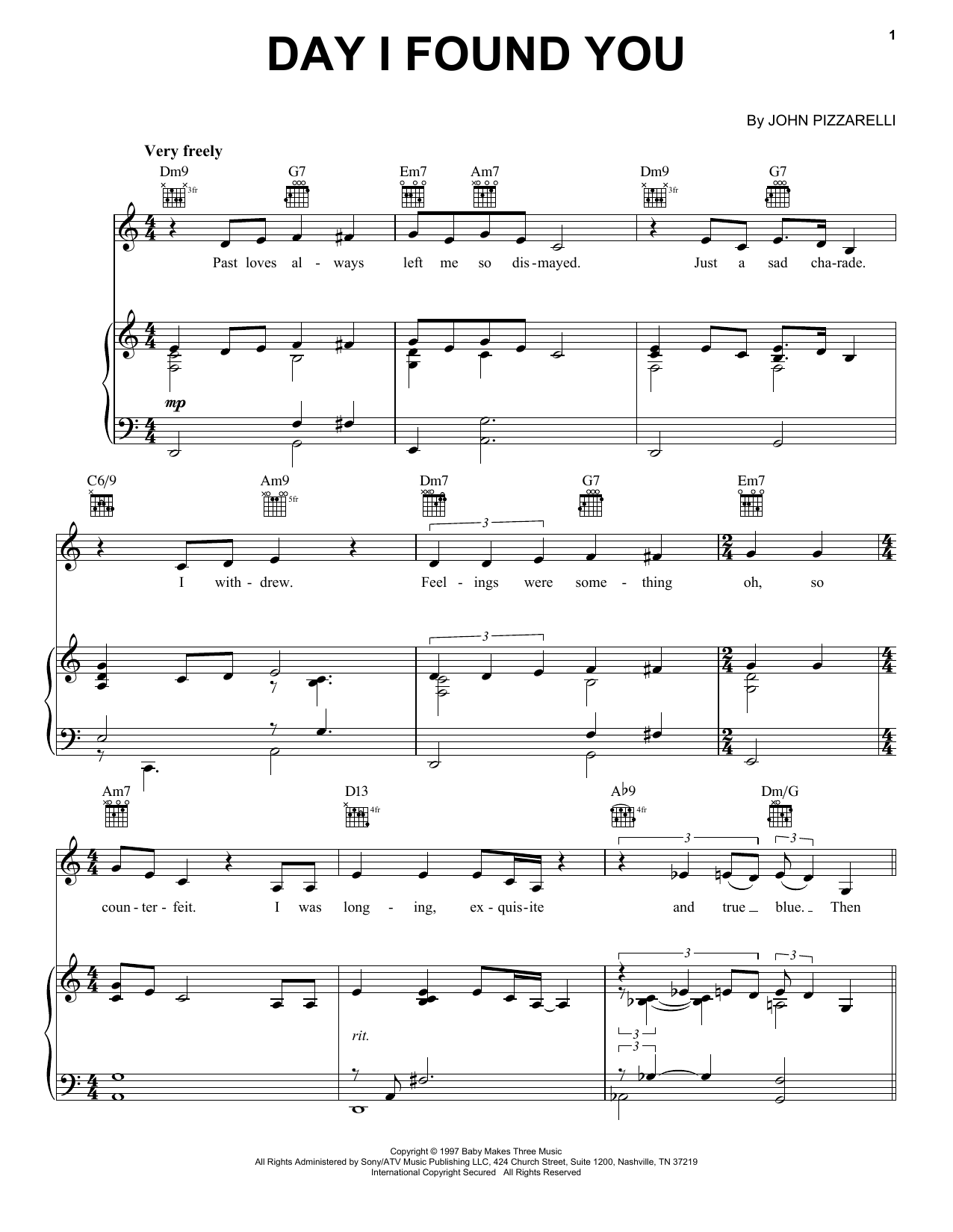 Download John Pizzarelli Day I Found You Sheet Music and learn how to play Piano, Vocal & Guitar (Right-Hand Melody) PDF digital score in minutes