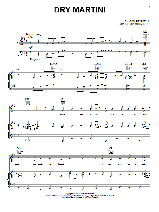 Download John Pizzarelli Dry Martini Sheet Music and learn how to play Piano, Vocal & Guitar (Right-Hand Melody) PDF digital score in minutes