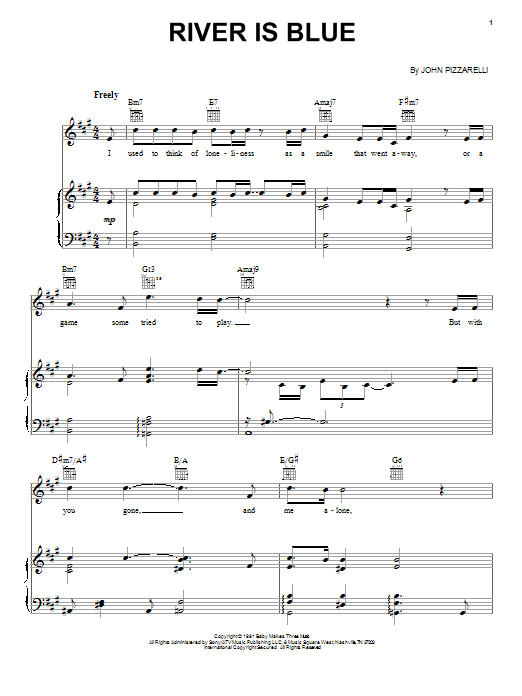 Download John Pizzarelli River Is Blue Sheet Music and learn how to play Piano, Vocal & Guitar (Right-Hand Melody) PDF digital score in minutes