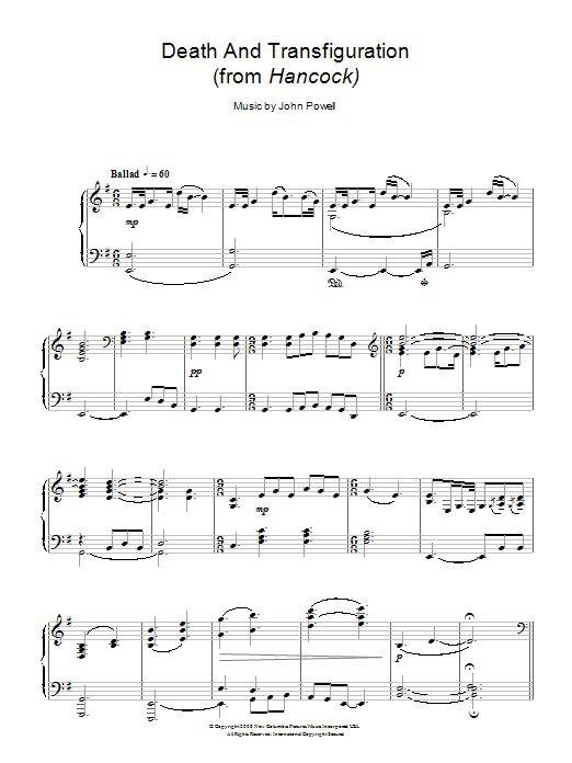 Download John Powell Death And Transfiguration (from Hancock) Sheet Music and learn how to play Piano PDF digital score in minutes