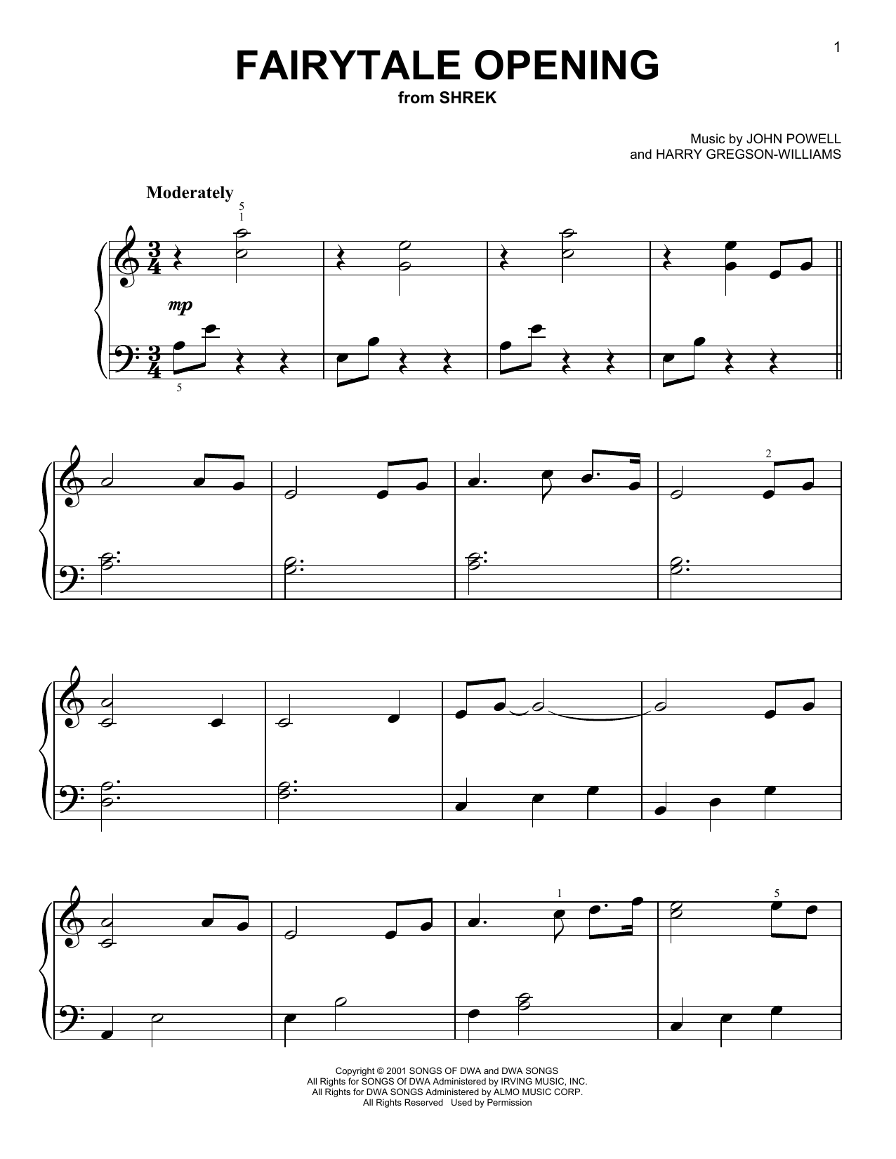 Download John Powell Fairytale Opening Sheet Music and learn how to play Easy Piano PDF digital score in minutes