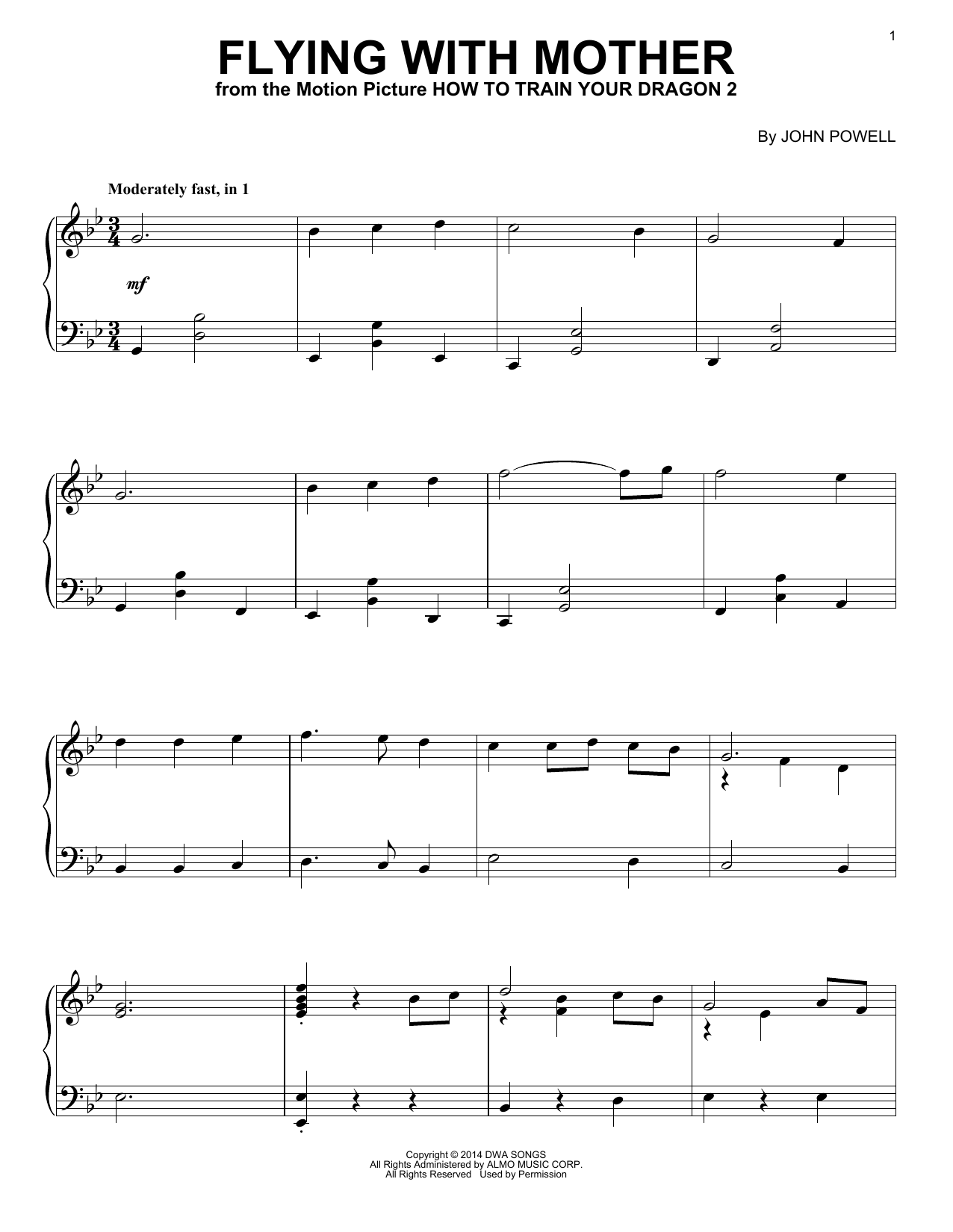Download John Powell Flying With Mother Sheet Music and learn how to play Piano PDF digital score in minutes