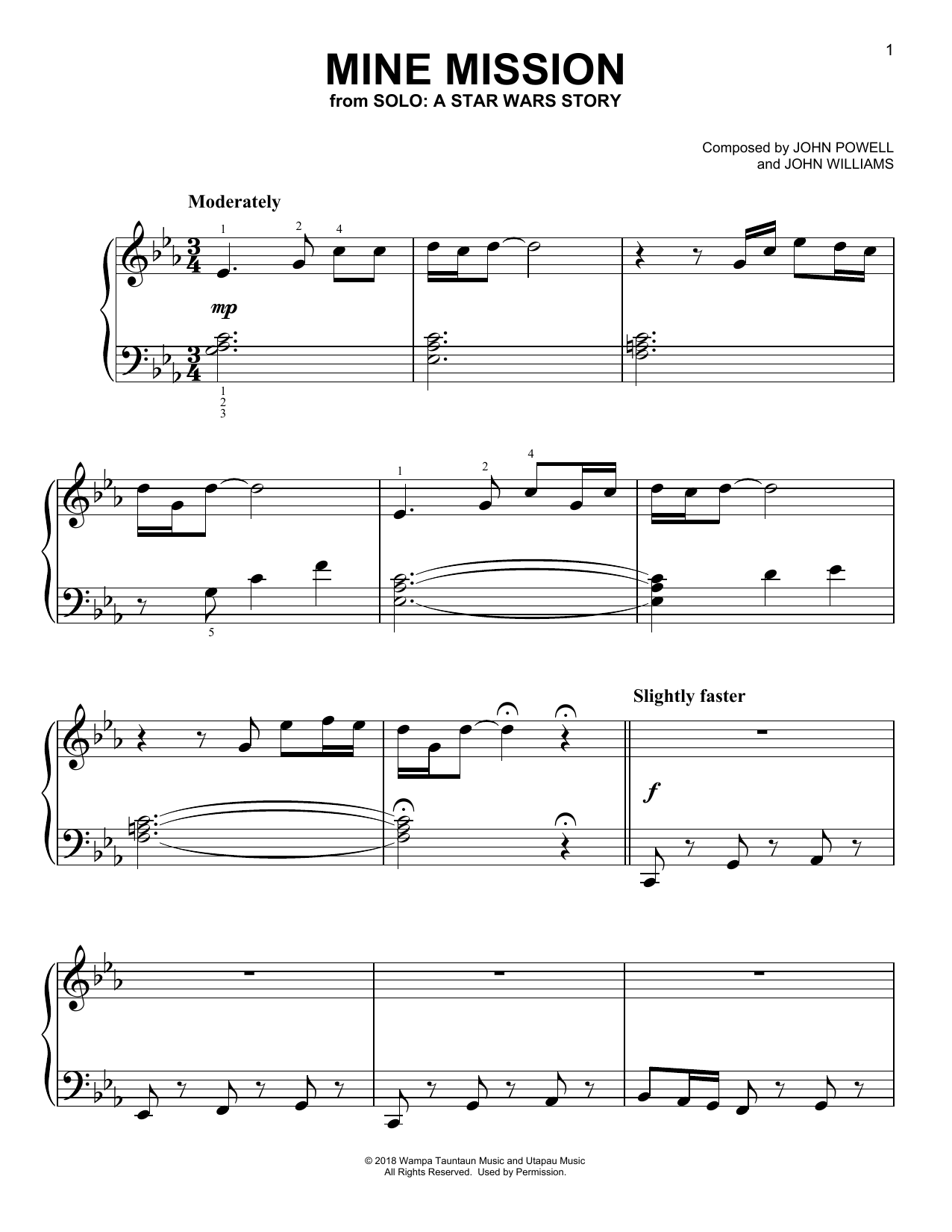 Download John Powell Mine Mission (from Solo: A Star Wars Story) Sheet Music and learn how to play Piano Solo PDF digital score in minutes