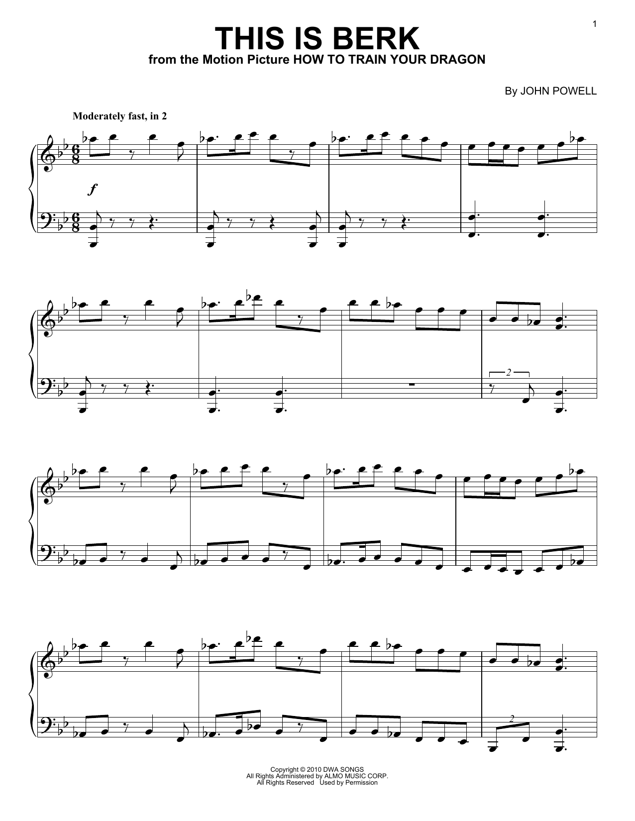 Download John Powell This Is Berk Sheet Music and learn how to play Piano PDF digital score in minutes
