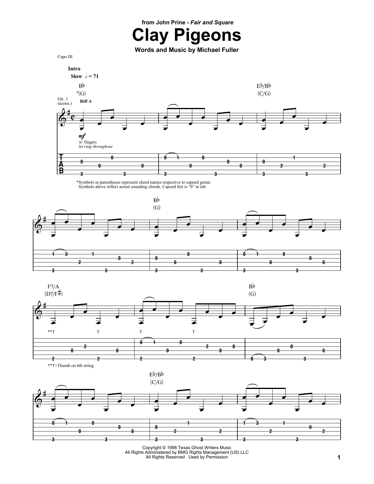 Download John Prine Clay Pigeons Sheet Music and learn how to play Ukulele PDF digital score in minutes