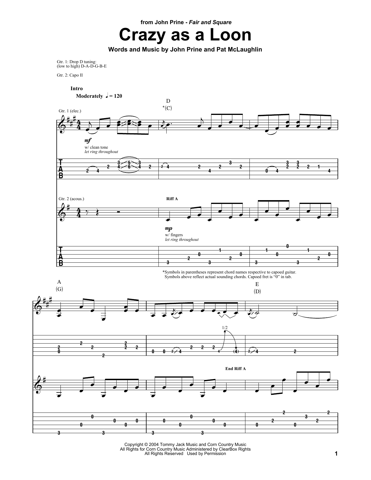 Download John Prine Crazy As A Loon Sheet Music and learn how to play Ukulele PDF digital score in minutes